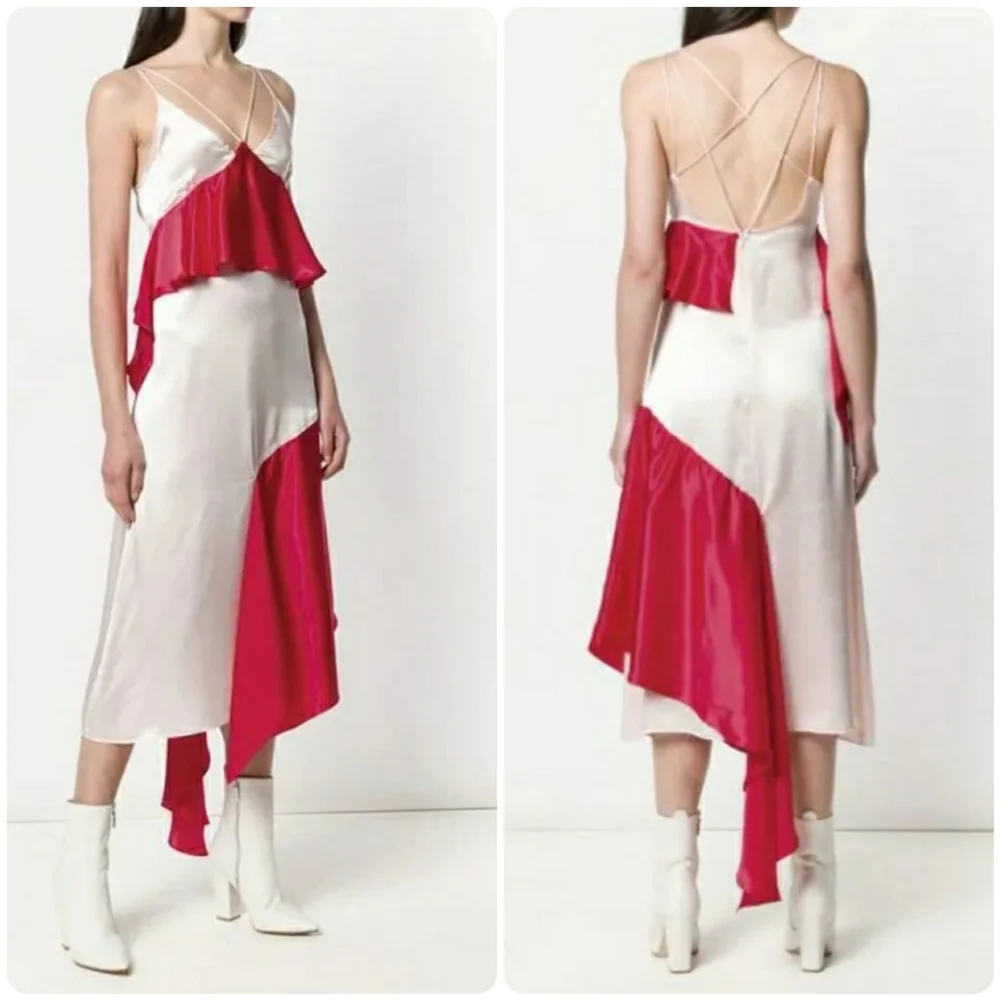 Each x Other Ruffled Assymetric Dress in Red - Picture 4 of 17